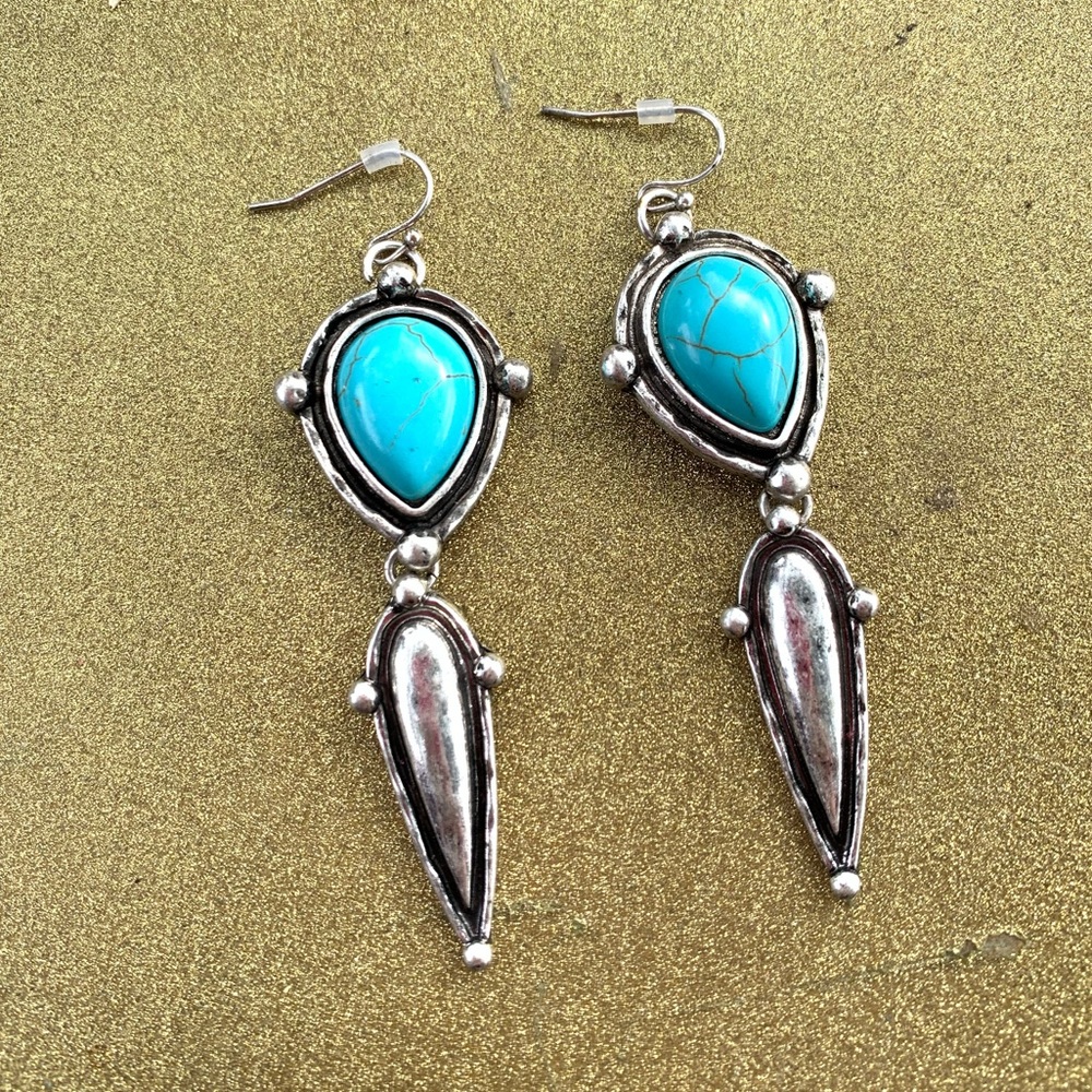 TURQUOISE & SILVER DROP EARRINGS *5 for $30*